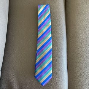 Thai Silk 100% Men’s Neck Tie Thailand Teal Purple Blue Striped